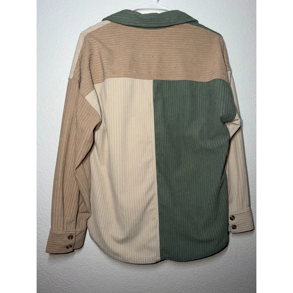 Altar'd State Rowan Shacket Jacket Womens S Corduroy Colorblock Button Front